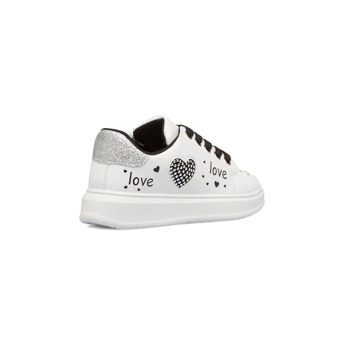 Sneakers bianche da bambina con glitter e borchiette 10 Baci - Image 3