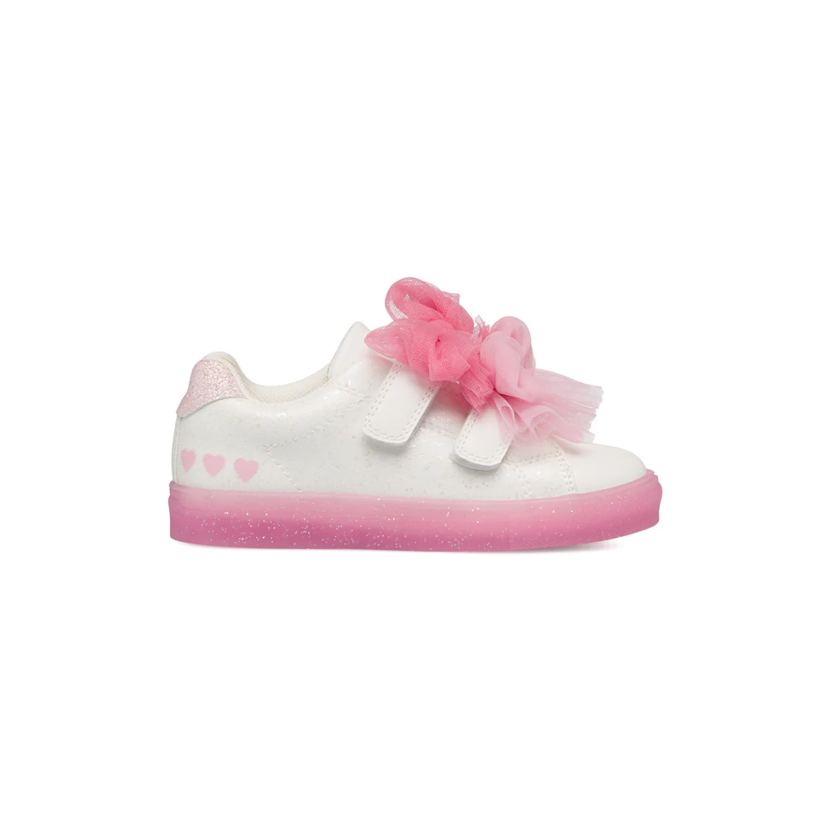 Sneakers bianche da bambina con glitter e fiocchetti rosa Le scarpe di Alice