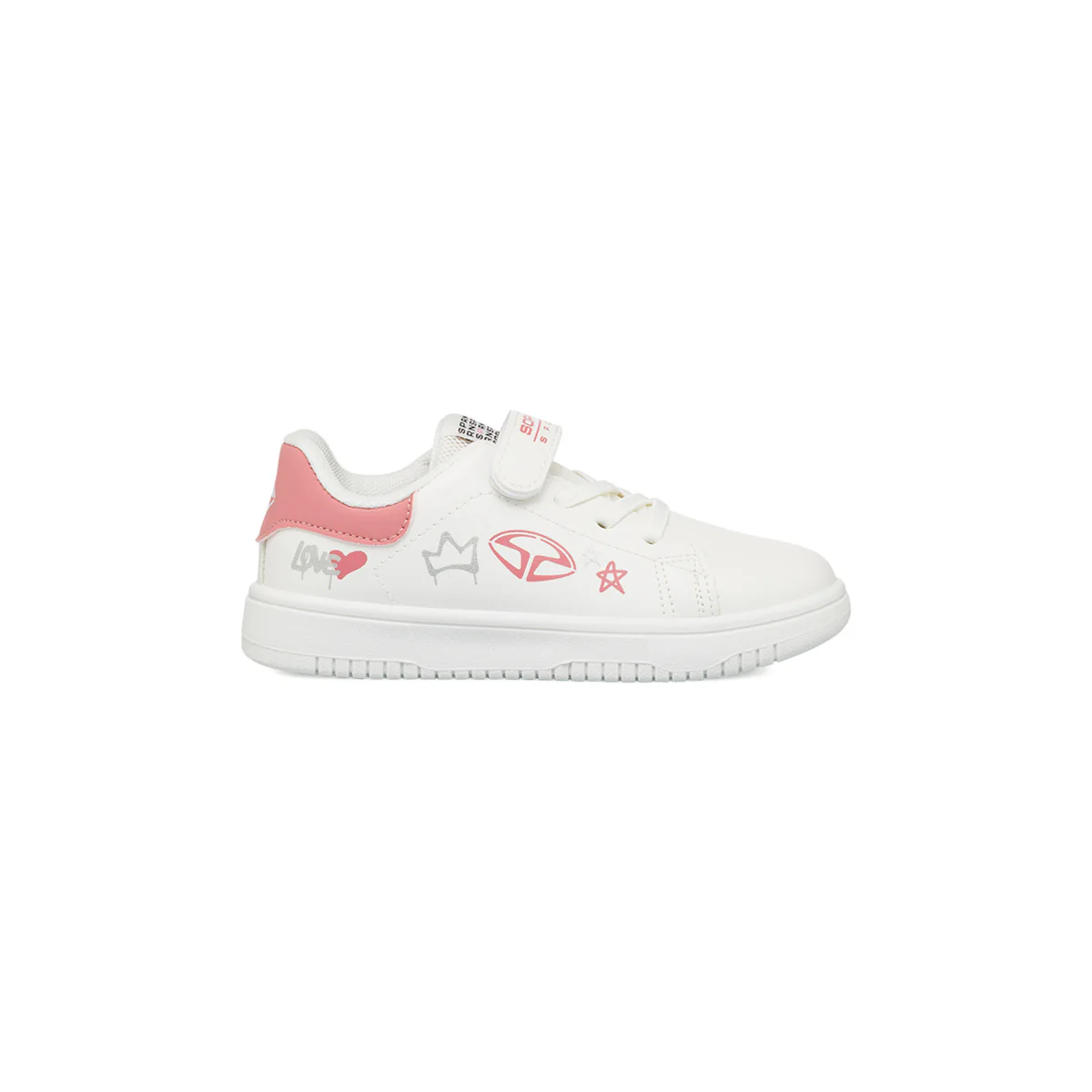 Sneakers bianche da bambina con grafiche rosa e glitter Soprani Sport