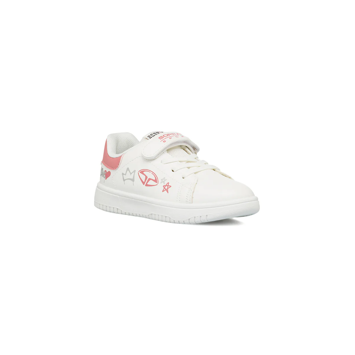 Sneakers bianche da bambina con grafiche rosa e glitter Soprani Sport - Image 2