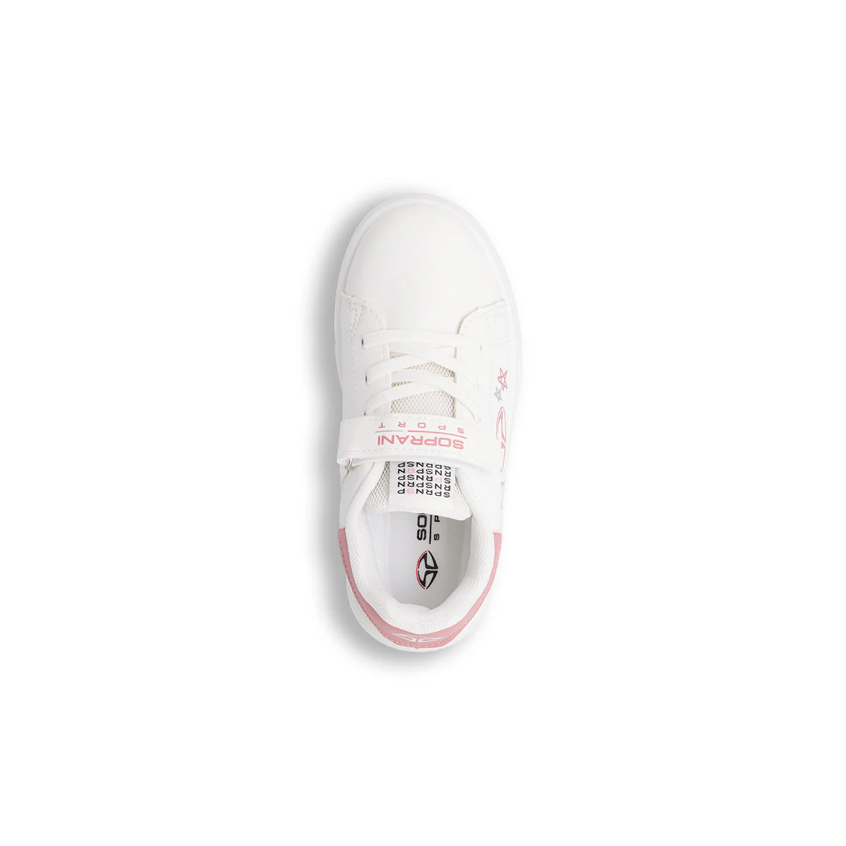 Sneakers bianche da bambina con grafiche rosa e glitter Soprani Sport - Image 4