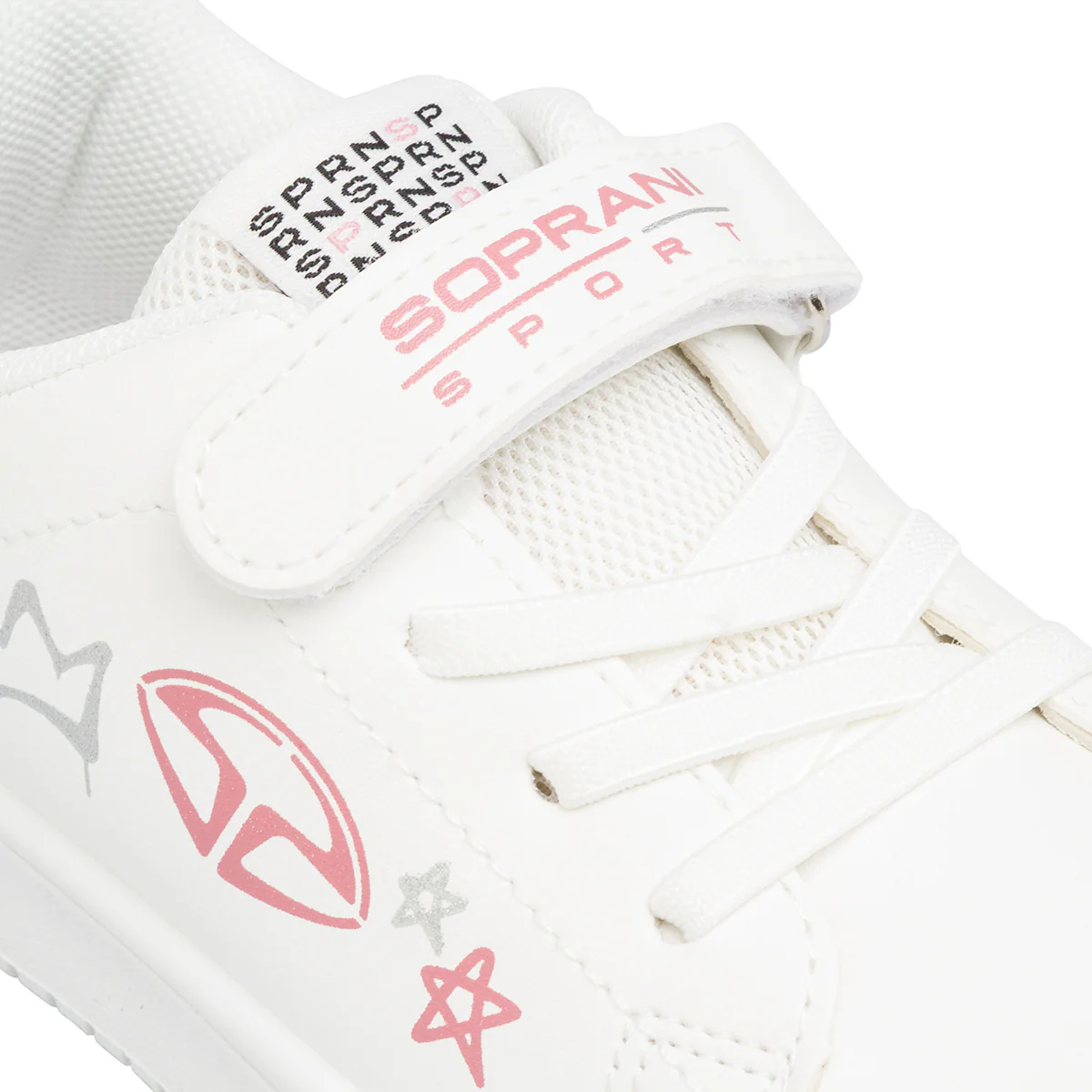 Sneakers bianche da bambina con grafiche rosa e glitter Soprani Sport - Image 5