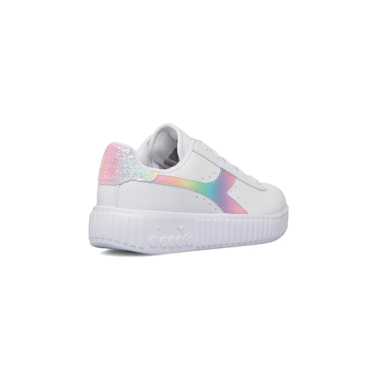 Sneakers bianche da bambina con logo arcobaleno Diadora Game Step Bloom PS - Image 3