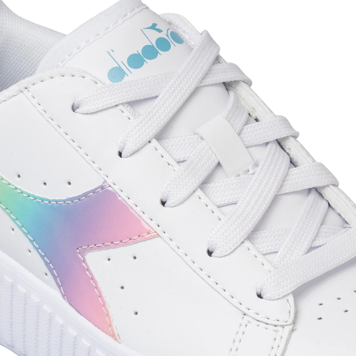 Sneakers bianche da bambina con logo arcobaleno Diadora Game Step Bloom PS - Image 6
