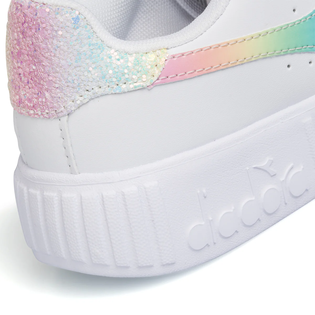 Sneakers bianche da bambina con logo arcobaleno Diadora Game Step Bloom PS - Image 7