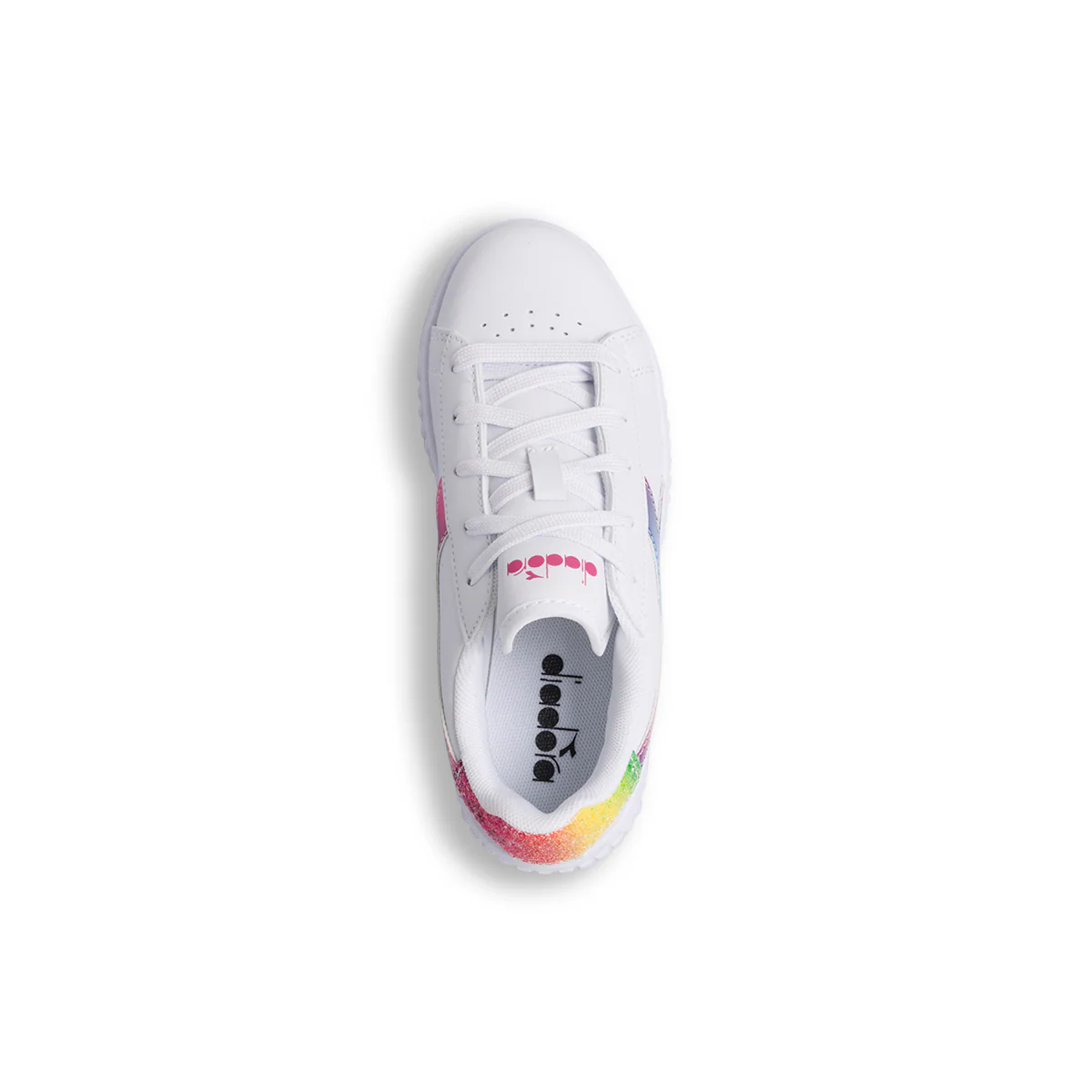 Sneakers bianche da bambina con logo arcobaleno Diadora Game Step Bloom PS - Image 8