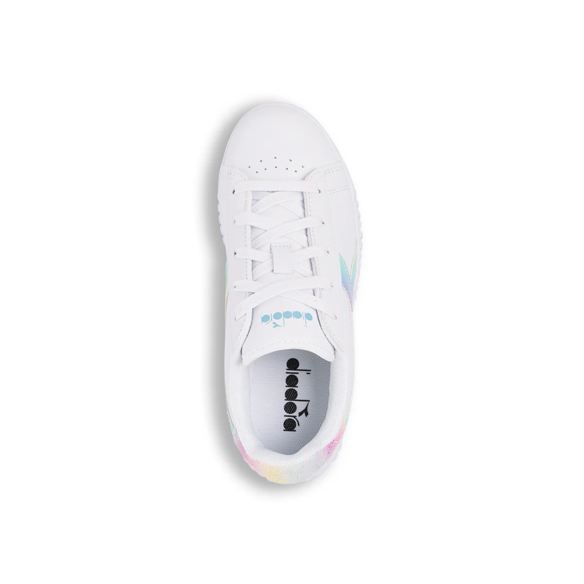Sneakers bianche da bambina con logo arcobaleno Diadora Game Step Bloom PS - Image 5