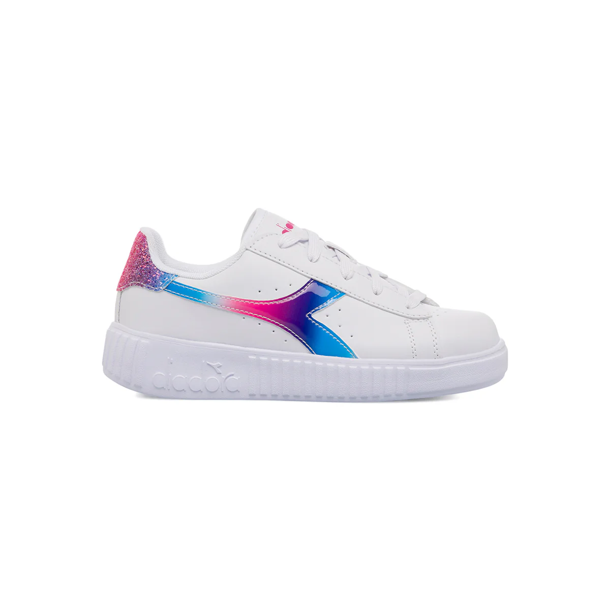 Sneakers bianche da bambina con logo arcobaleno Diadora Game Step Bloom PS