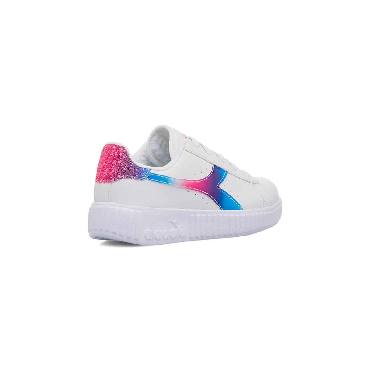 Sneakers bianche da bambina con logo arcobaleno Diadora Game Step Bloom PS - Image 3