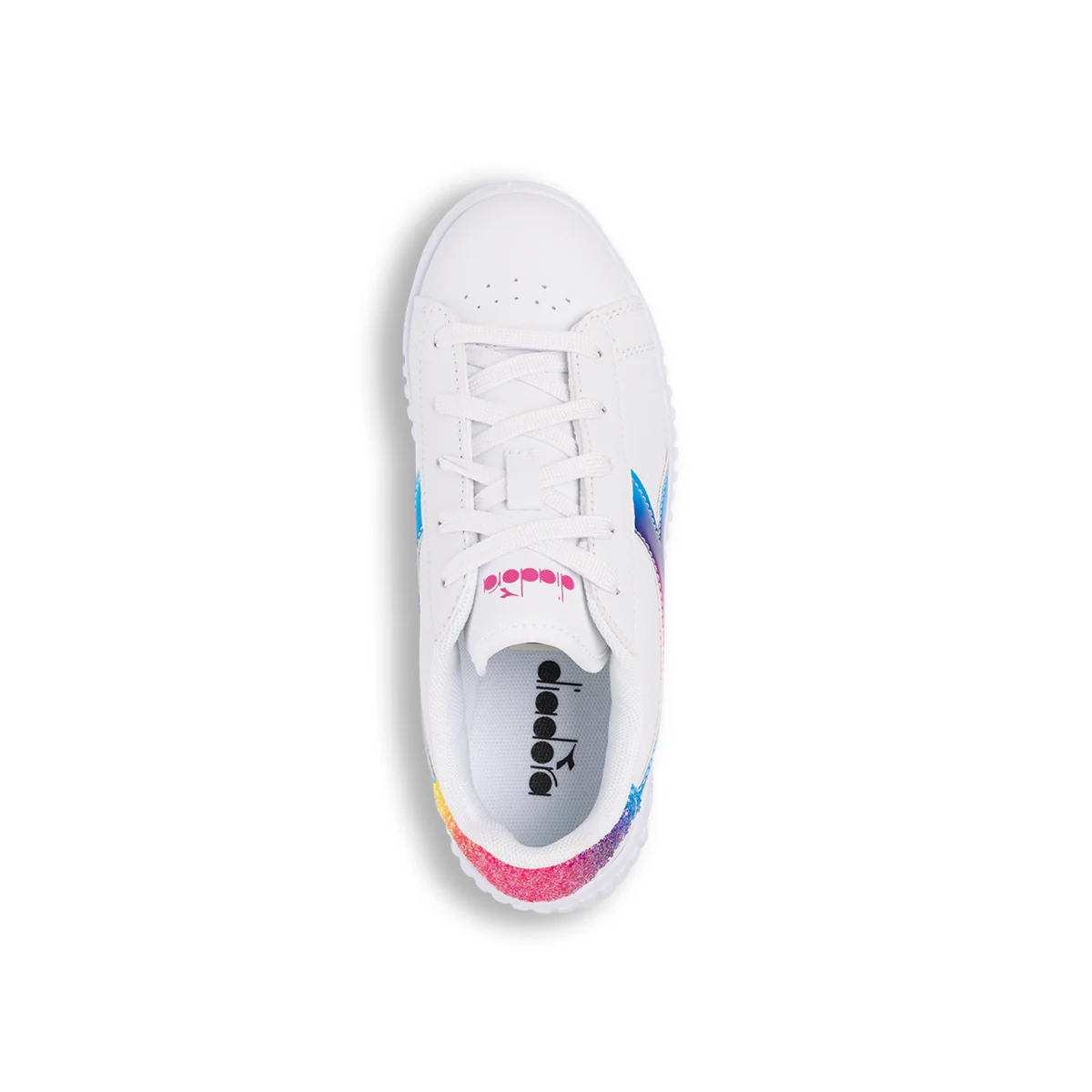 Sneakers bianche da bambina con logo arcobaleno Diadora Game Step Bloom PS - Image 5