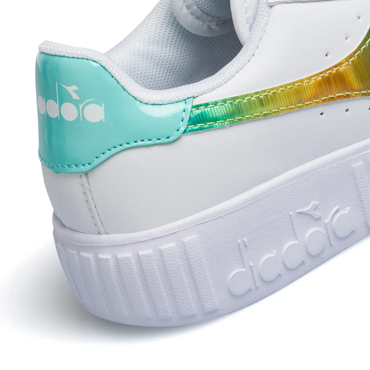 Sneakers bianche da bambina con logo arcobaleno Diadora Game Step Rainbow Ps - Image 14