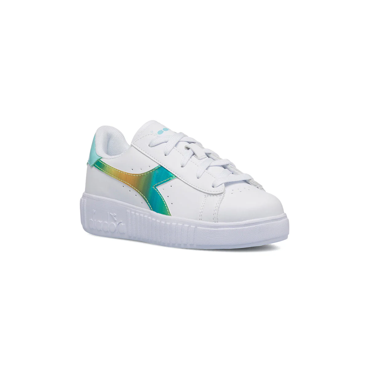 Sneakers bianche da bambina con logo arcobaleno Diadora Game Step Rainbow Ps - Image 2