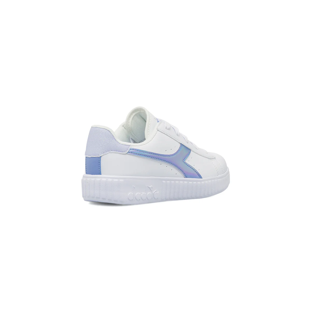 Sneakers bianche da bambina con logo azzurro iridescente Diadora - Image 3