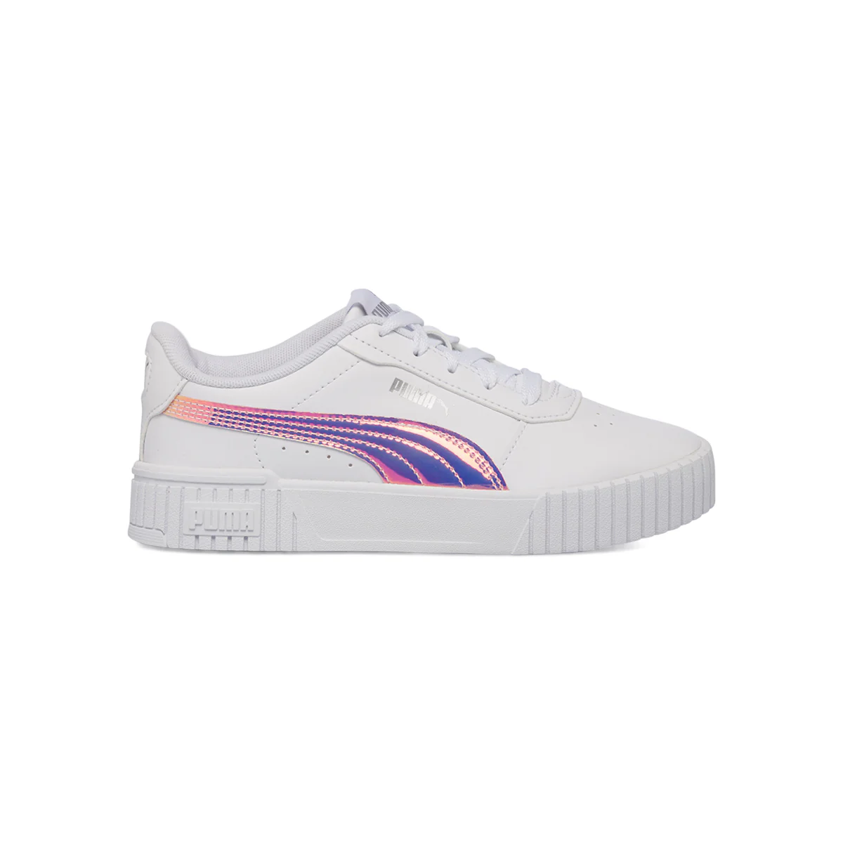 Sneakers bianche da bambina con logo olografico Puma Carina 2.0 Holo