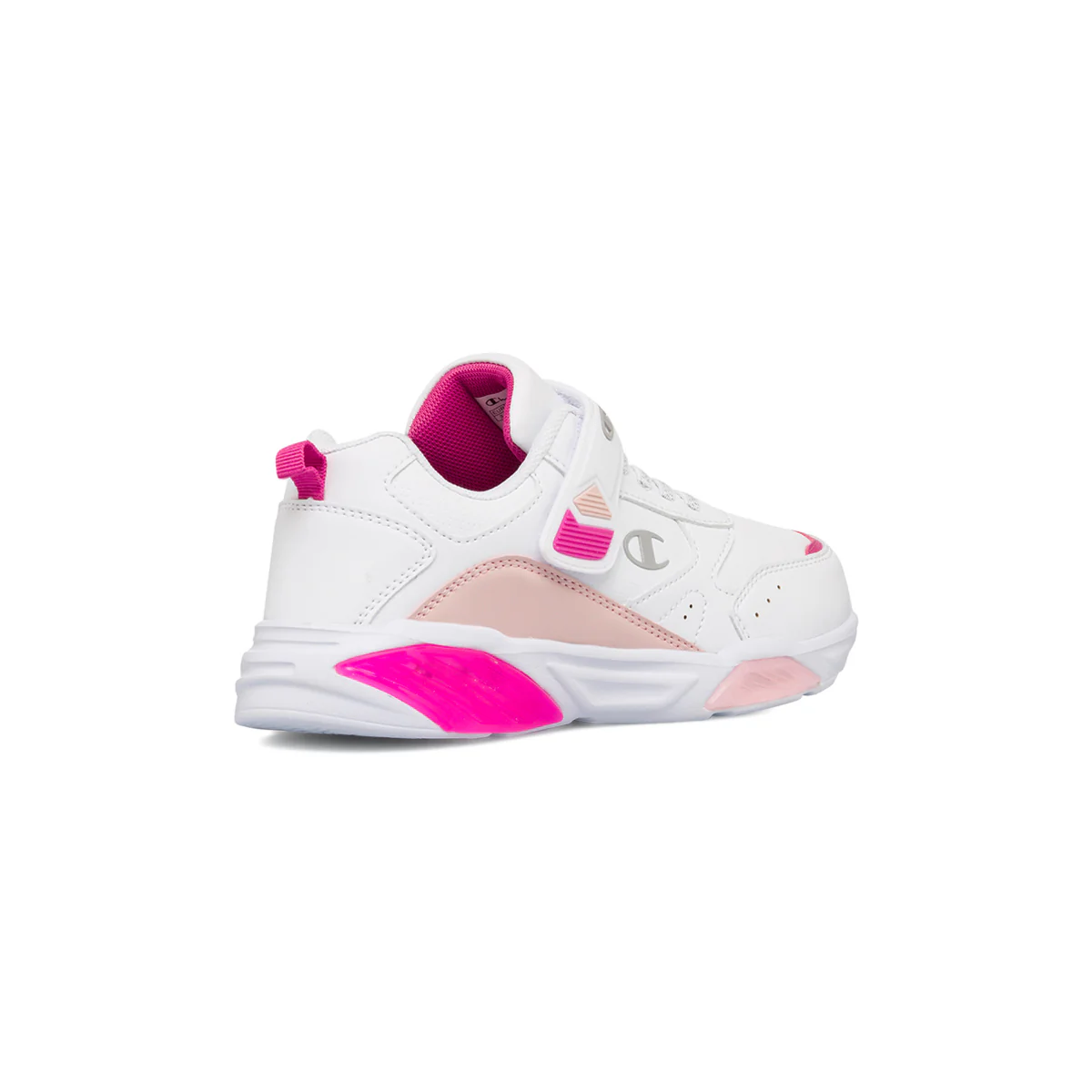 Sneakers bianche da bambina con luci nella suola e dettagli in rosa e fucsia Champion Wave G PS - Image 3