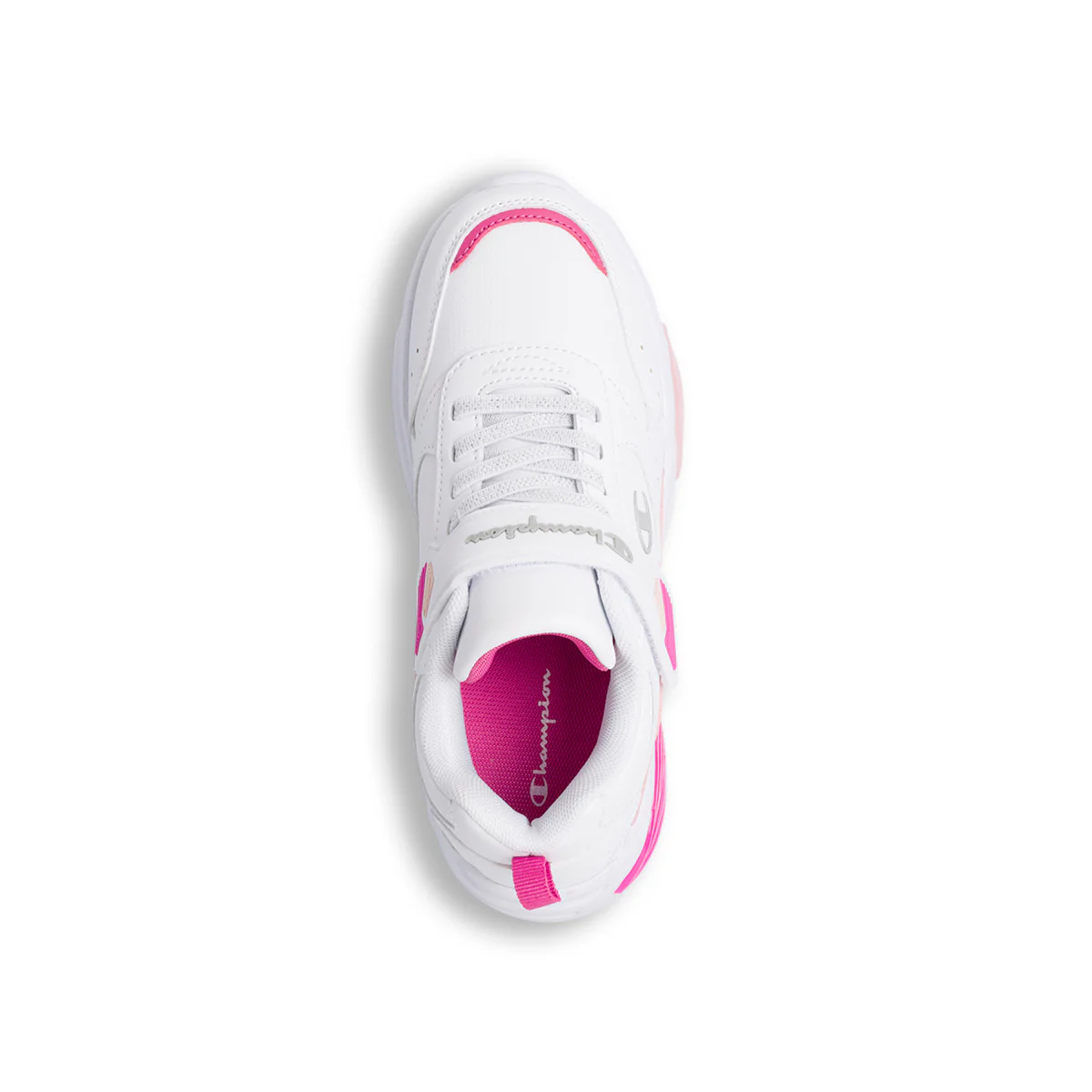Sneakers bianche da bambina con luci nella suola e dettagli in rosa e fucsia Champion Wave G PS - Image 6