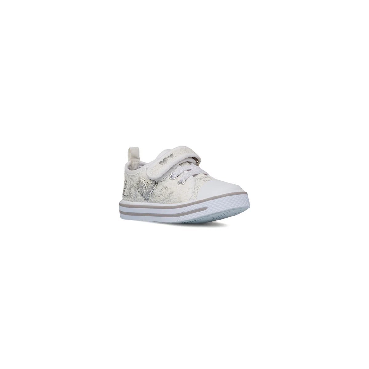 Sneakers bianche da bambina con paillettes argento Le scarpe di Alice - Image 2