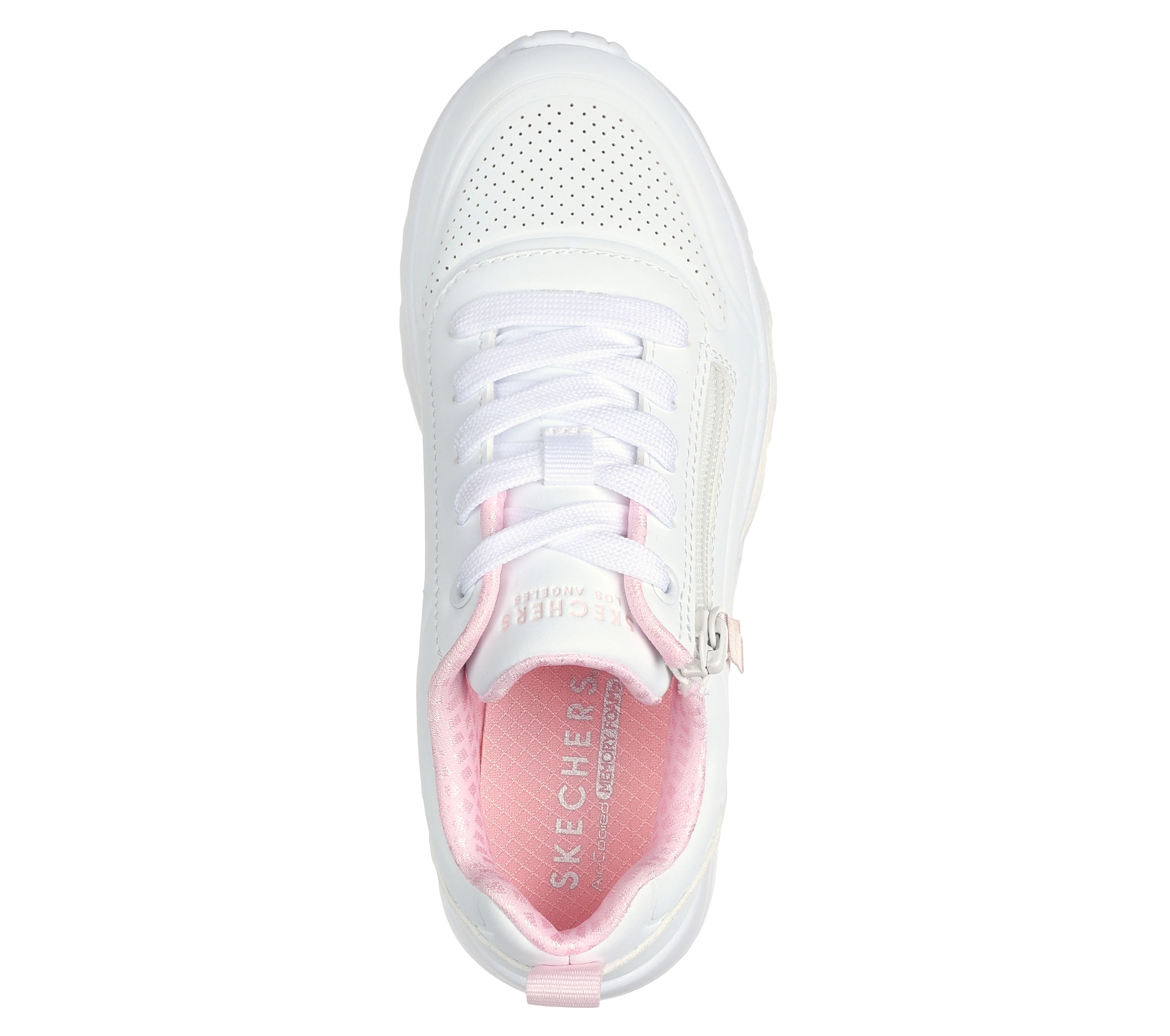 Sneakers bianche da bambina con soletta Memory Foam Skechers Uno Lite - Easy Zip - Image 3