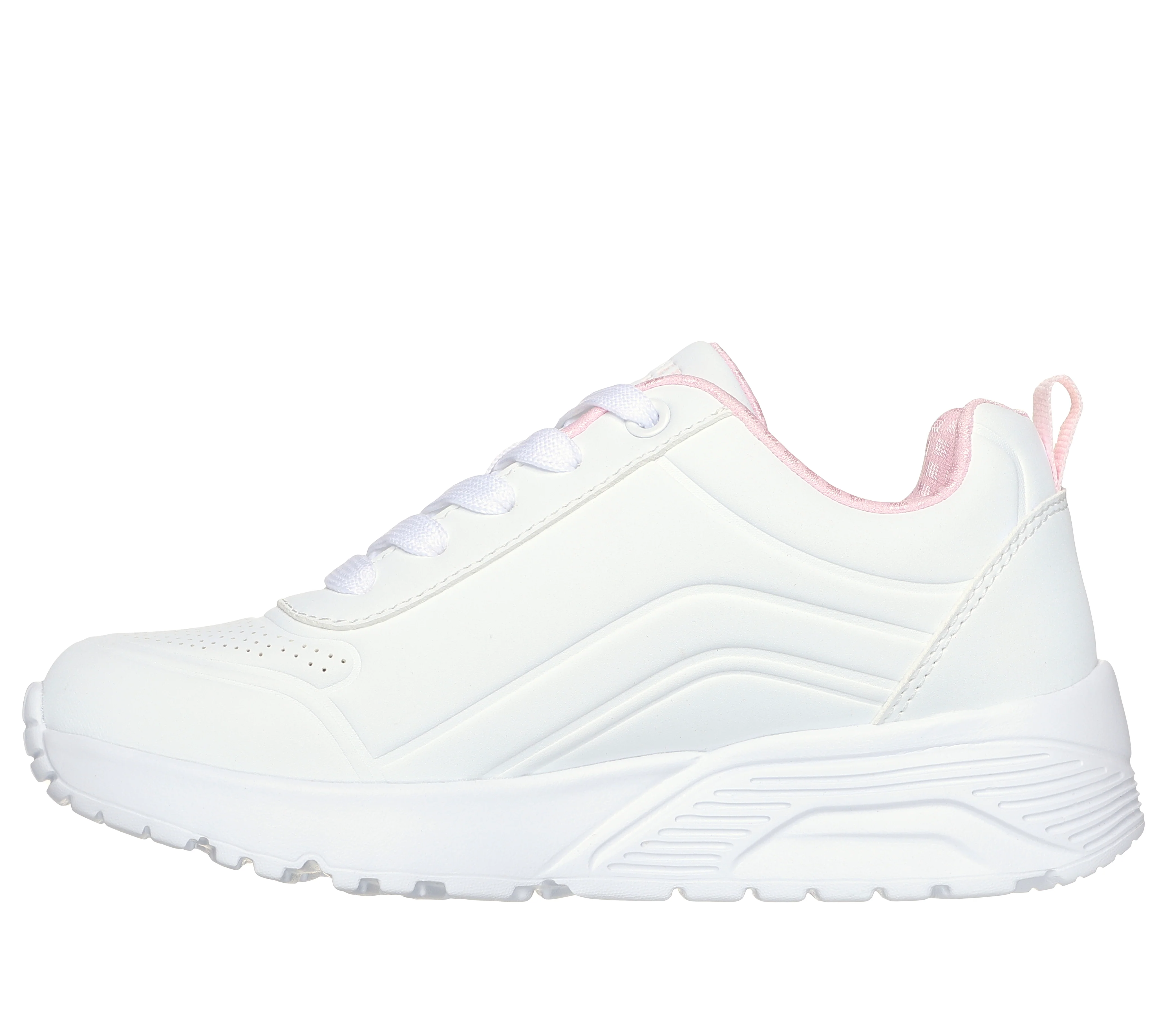 Sneakers bianche da bambina con soletta Memory Foam Skechers Uno Lite - Easy Zip - Image 5