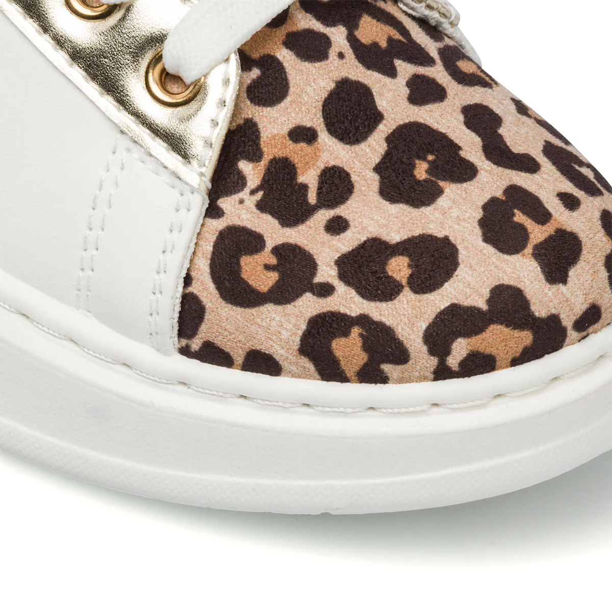 Sneakers bianche da bambina con stampa animalier e glitter 10 Baci - Image 6