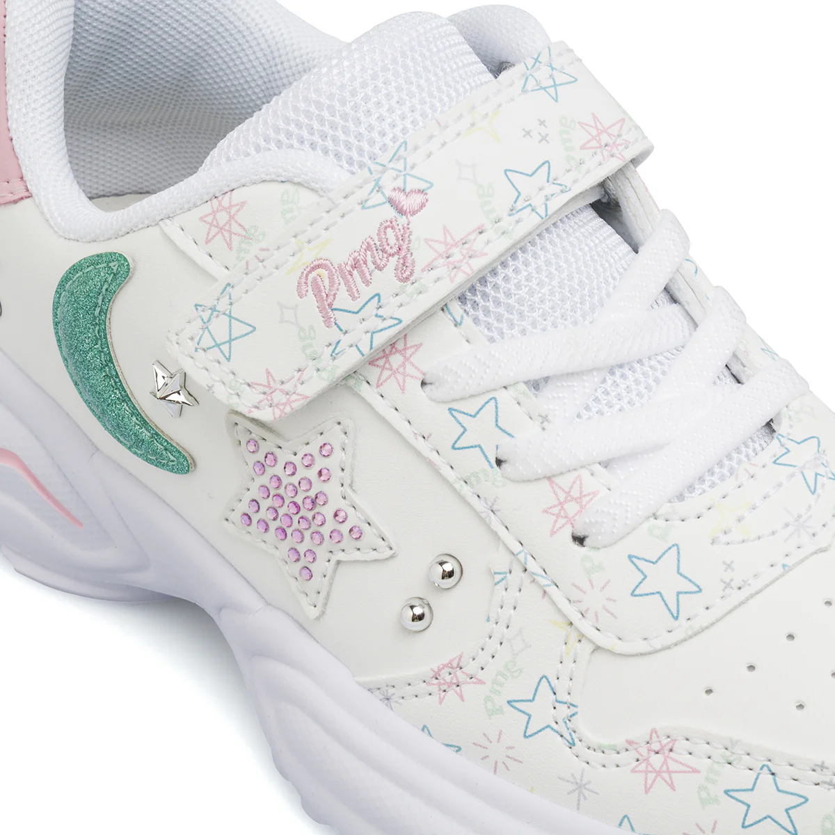 Sneakers Bianche da Bambina con stelle colorate glitter Primigi - Image 4