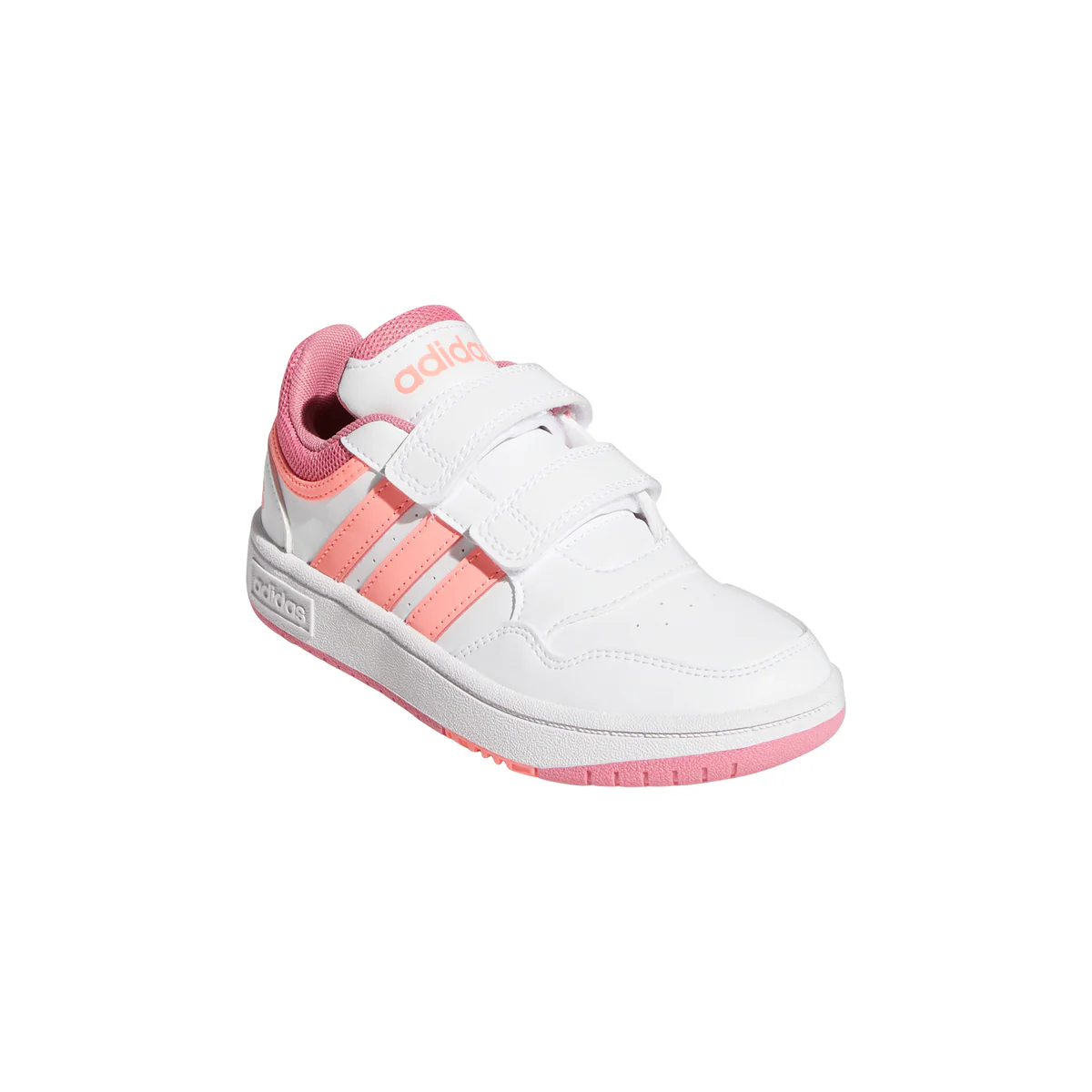 Sneakers bianche da bambina con strisce a contrasto adidas Hoops 3.0 - Image 2