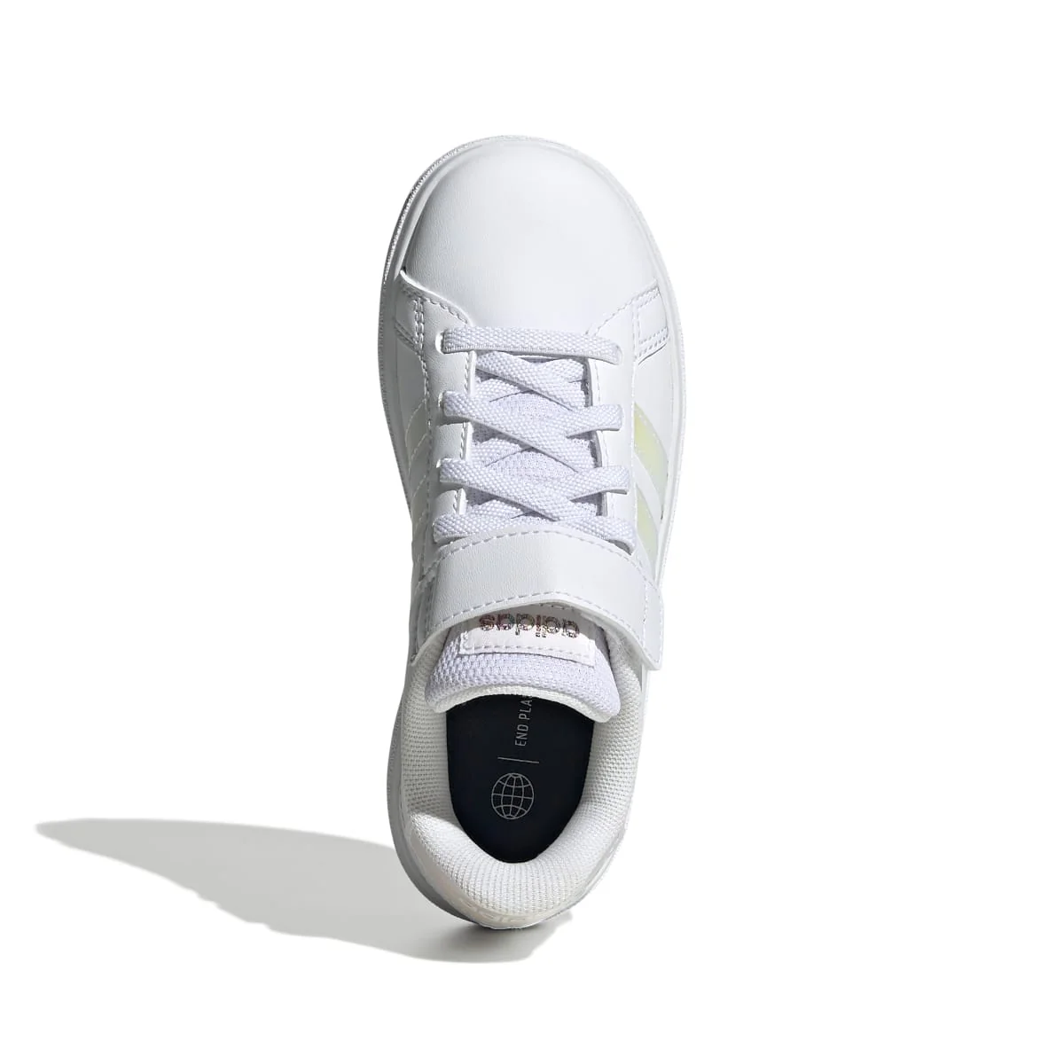 Sneakers bianche da bambina con strisce iridescenti adidas Grand Court 2.0 El K - Image 2