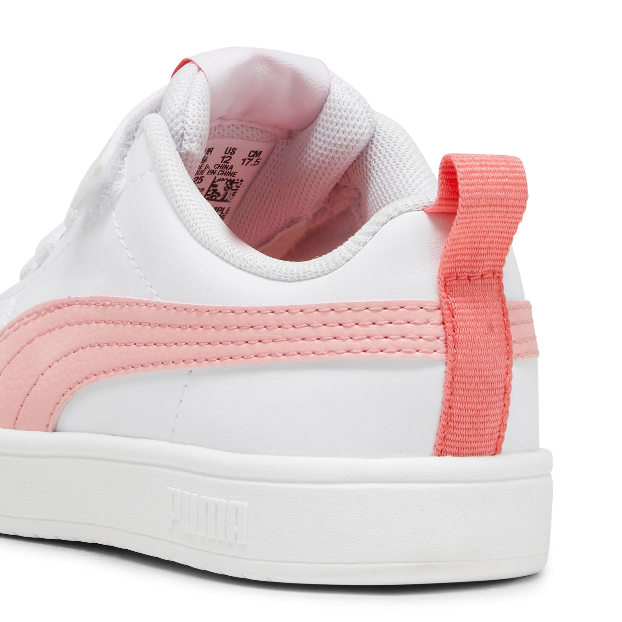 Sneakers bianche da bambina con striscia laterale rosa Puma Rickie AC PS - Image 2