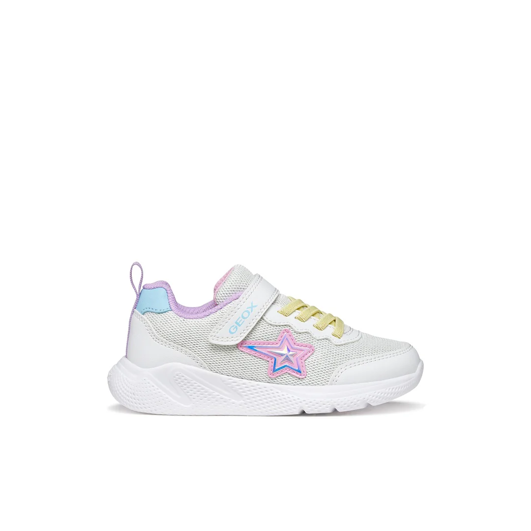 Sneakers bianche da Bambina con suola traspirante e stella Geox