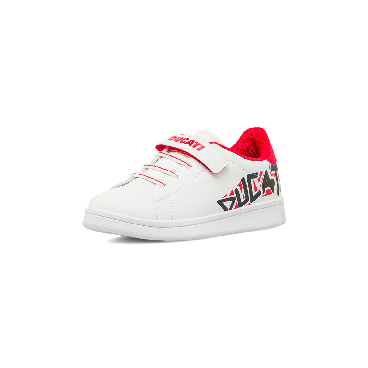 Sneakers bianche da Bambino con dettagli rossi e Strappo Ducati - Image 2