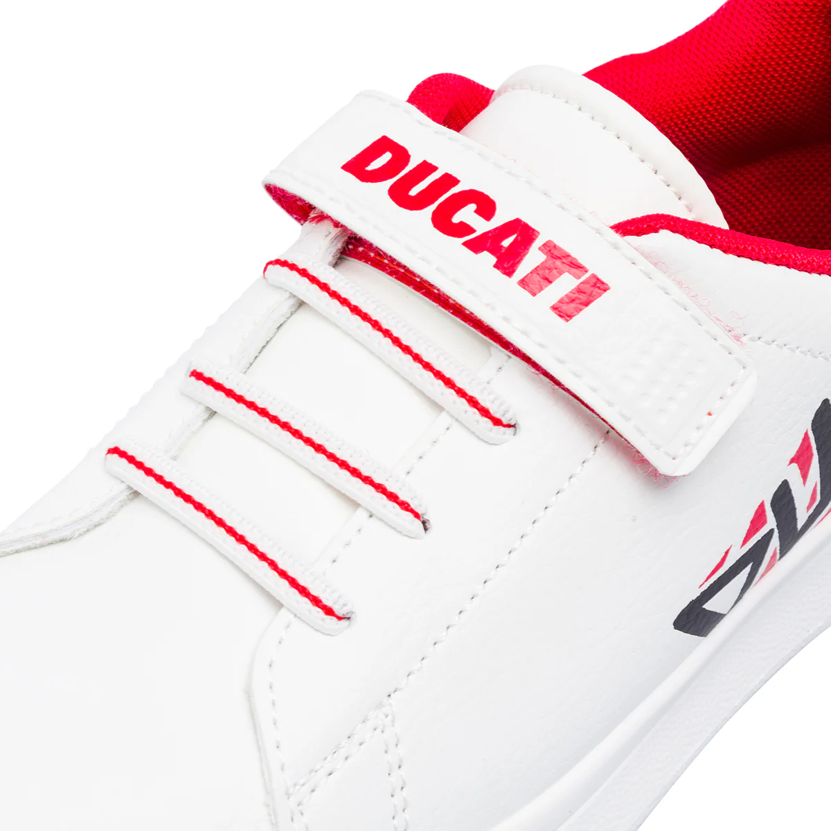 Sneakers bianche da Bambino con dettagli rossi e Strappo Ducati - Image 6