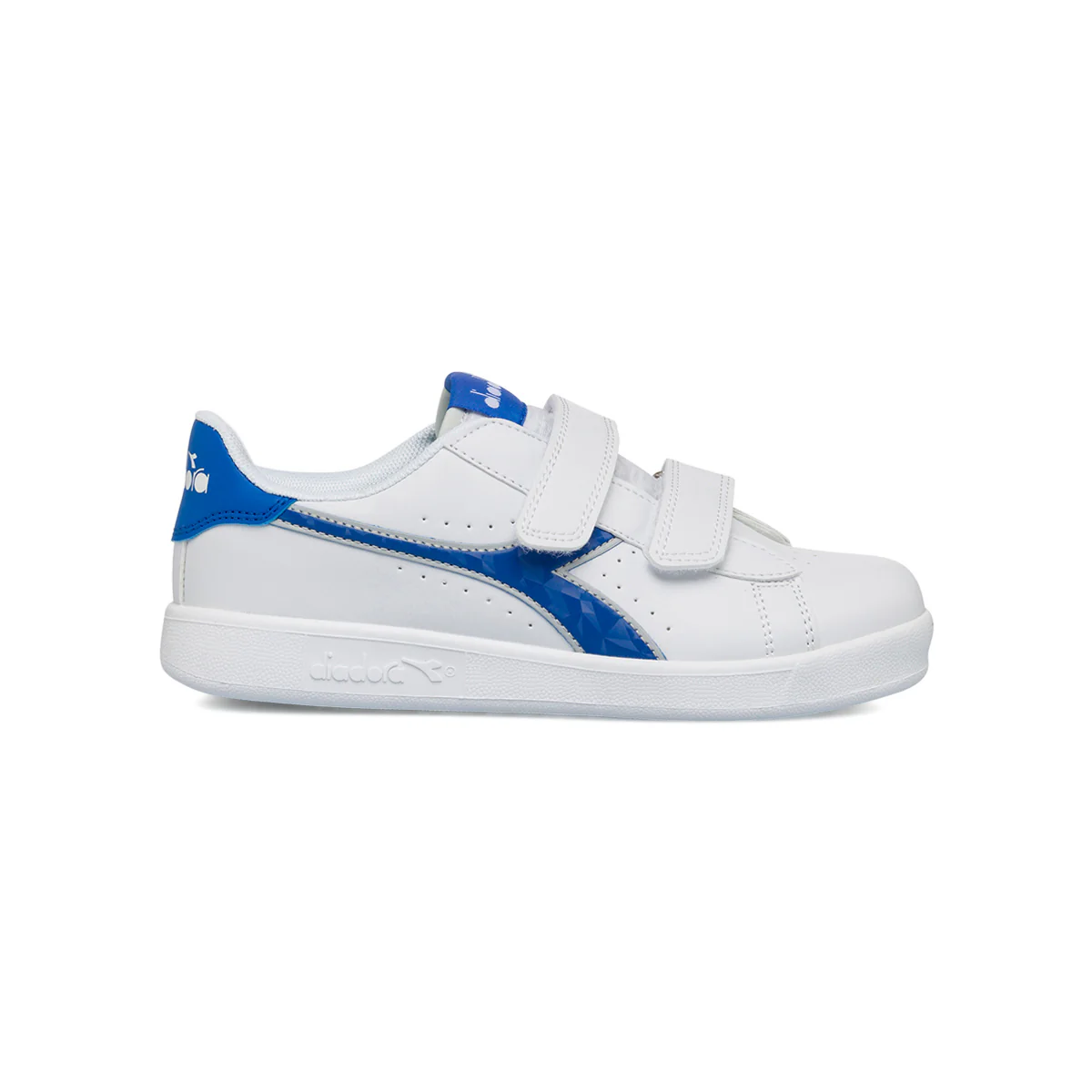 Sneakers bianche da bambino con logo blu Diadora Game P Virtual PS