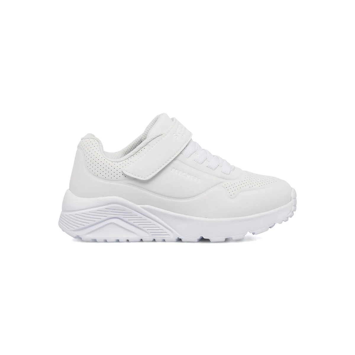 Sneakers bianche da bambino con soletta Air-Cooled Memory Foam Skechers Uno Lite Vendox