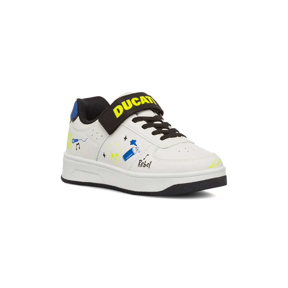 Sneakers bianche da bambino con stampe e logo sul velcro Ducati Bargellino X4 Ps - Image 2