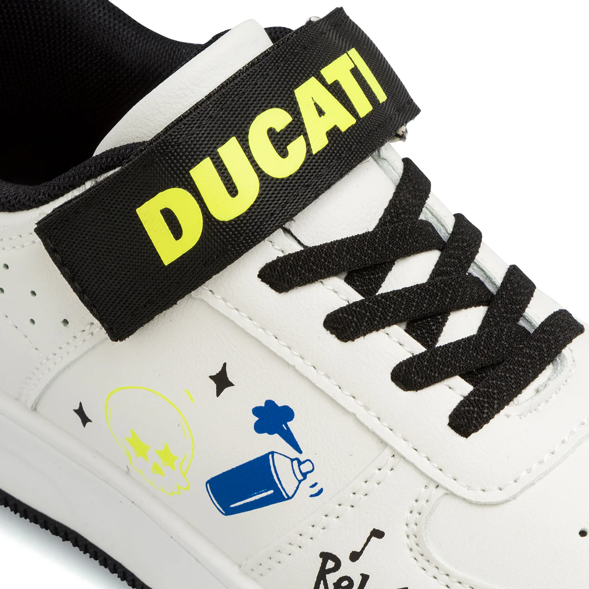 Sneakers bianche da bambino con stampe e logo sul velcro Ducati Bargellino X4 Ps - Image 4