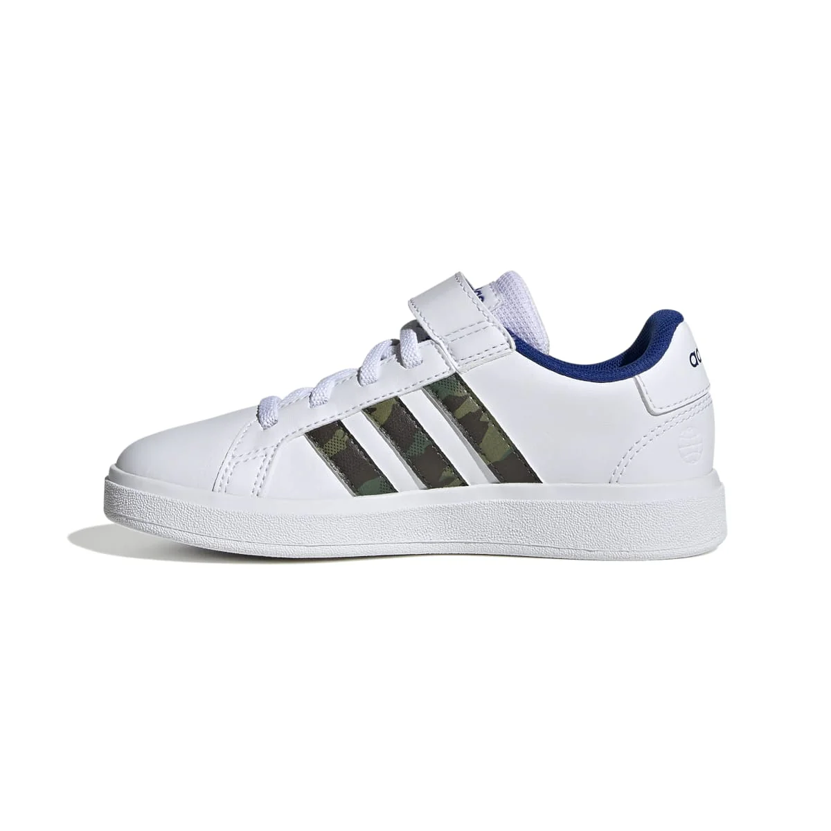 Sneakers bianche da bambino con strisce camouflage adidas Grand Court 2.0 El K - Image 4