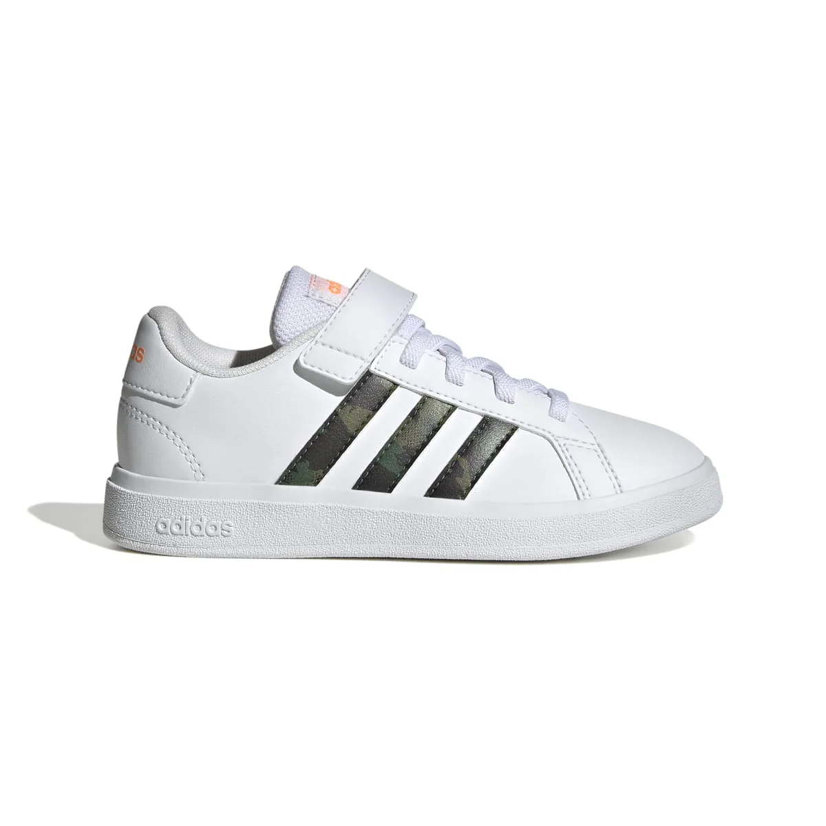 Sneakers bianche da bambino con strisce camouflage adidas Grand Court 2.0 EL K - Image 2