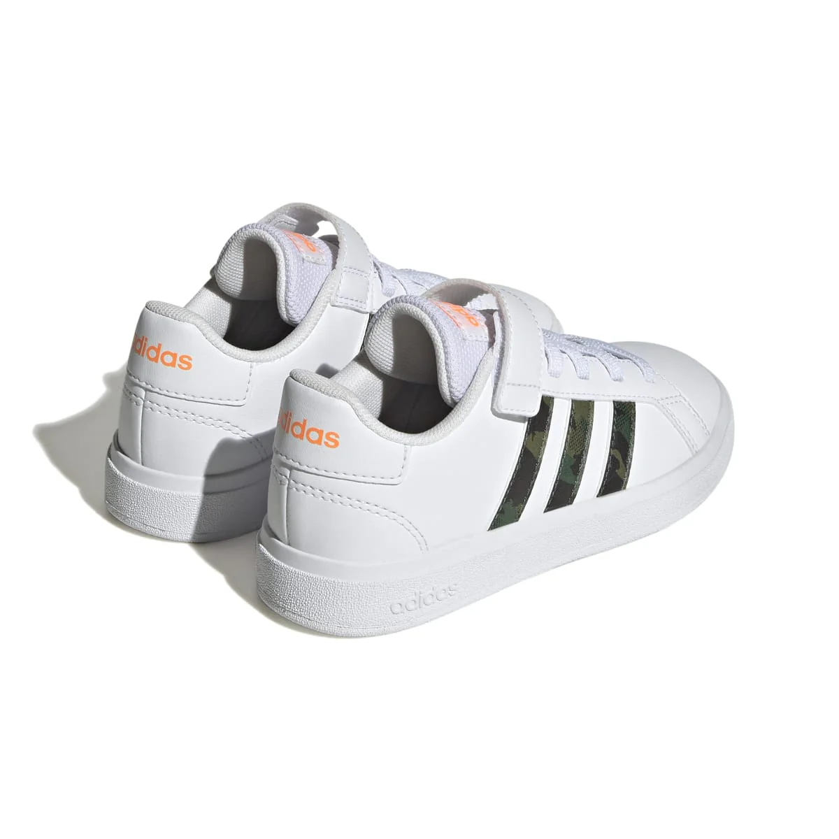 Sneakers bianche da bambino con strisce camouflage adidas Grand Court 2.0 EL K - Image 6