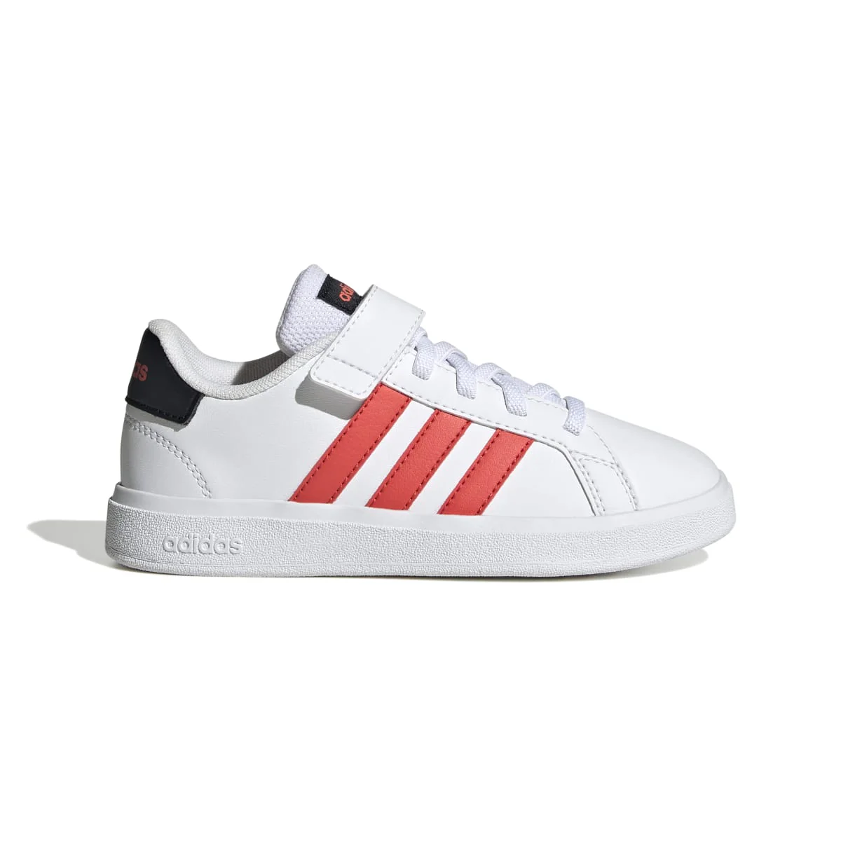 Sneakers bianche da bambino con strisce laterali rosse adidas Grand Court 2.0 EL K - Image 2