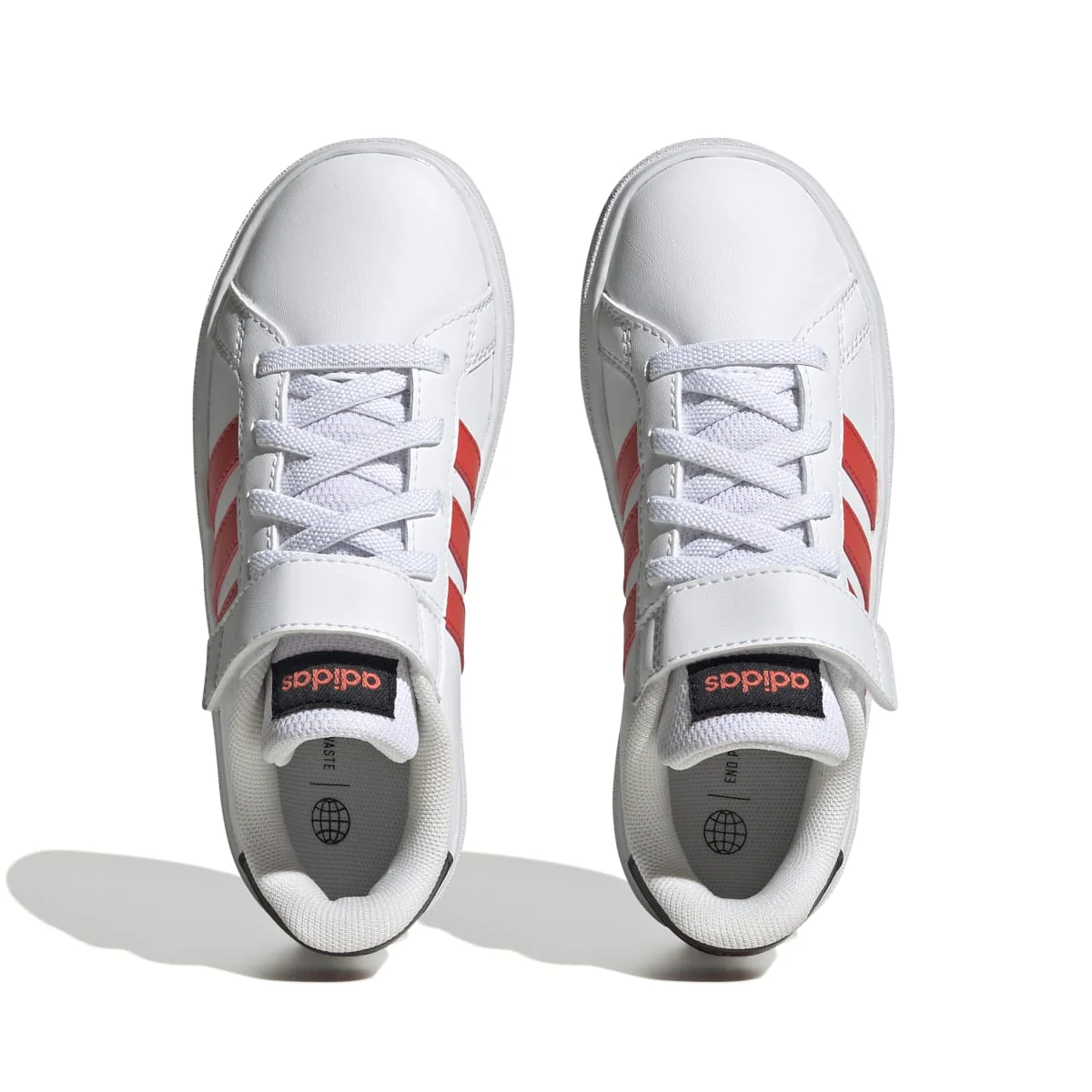 Sneakers bianche da bambino con strisce laterali rosse adidas Grand Court 2.0 EL K - Image 3