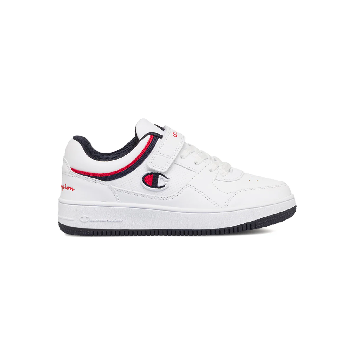 Sneakers bianche da bambino con velcro e dettagli rossi e blu Champion Rebound Low B