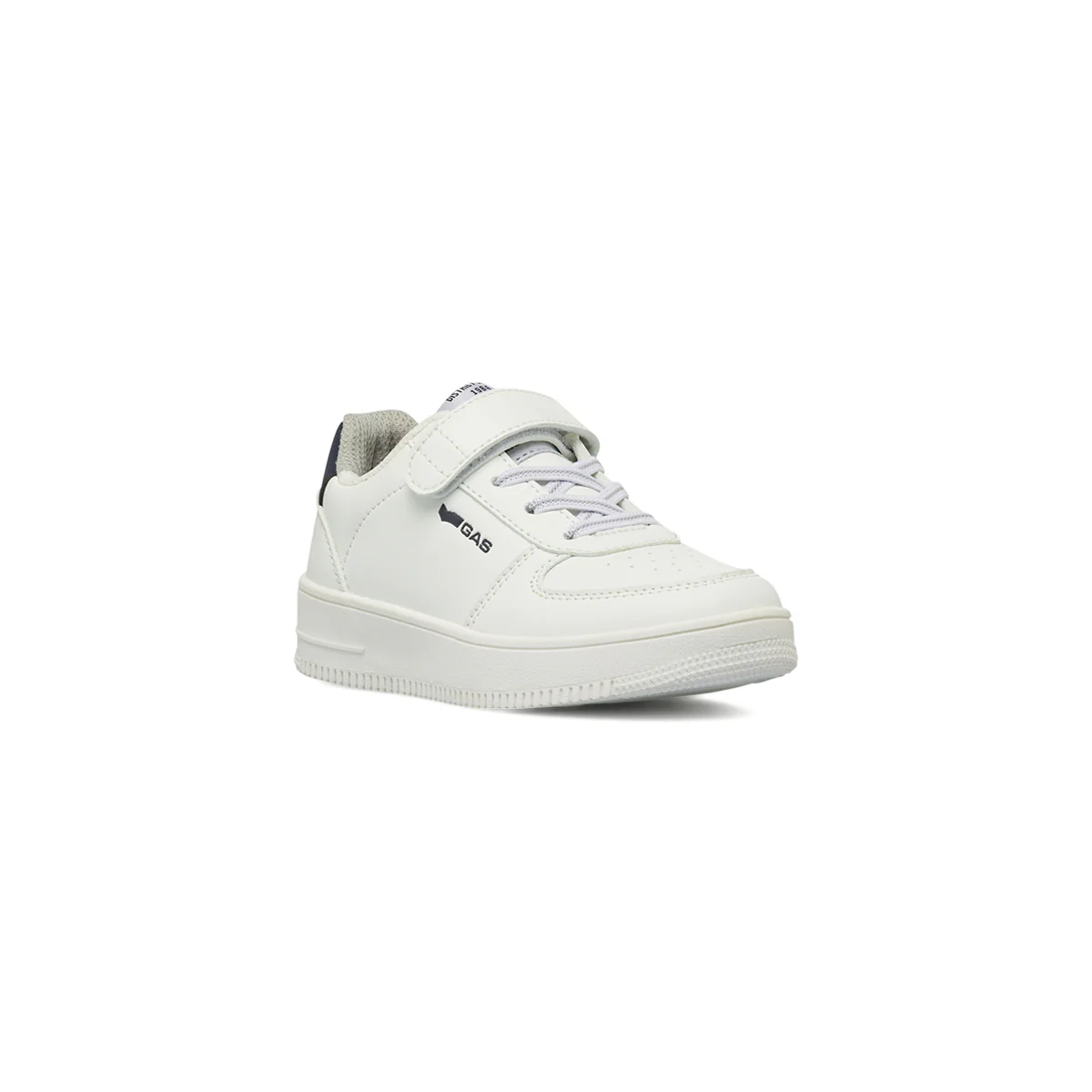 Sneakers bianche da bambino Gas con chiusura in velcro e lacci elastici - Image 2