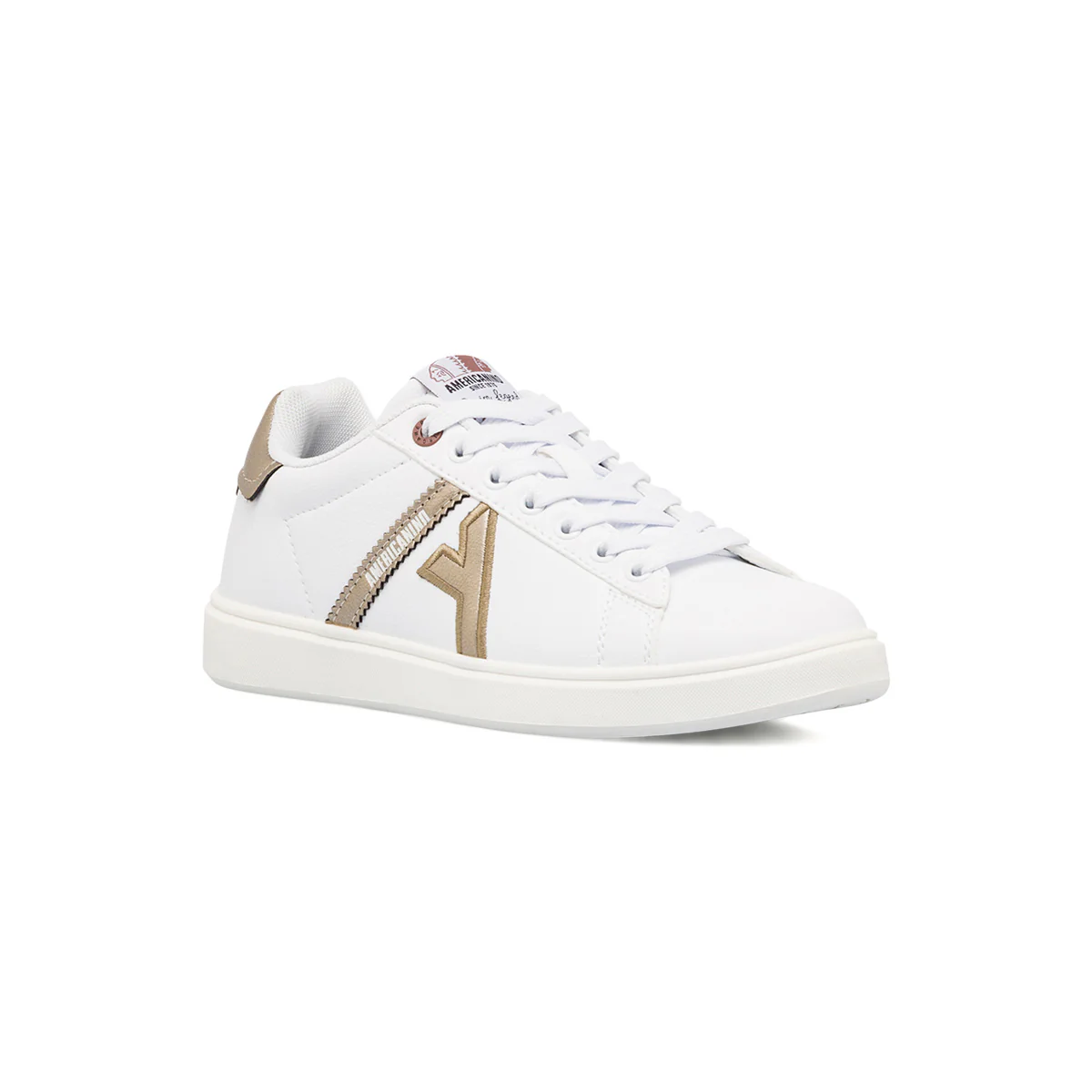 Sneakers bianche da donna Americanino con dettagli bronzo - Image 2