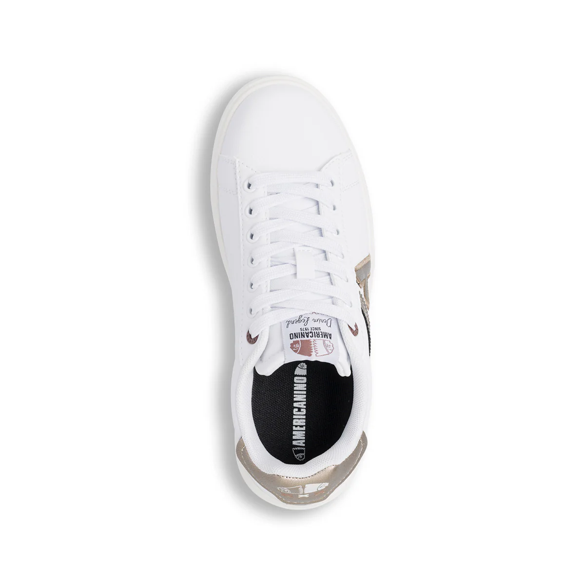 Sneakers bianche da donna Americanino con dettagli bronzo - Image 6