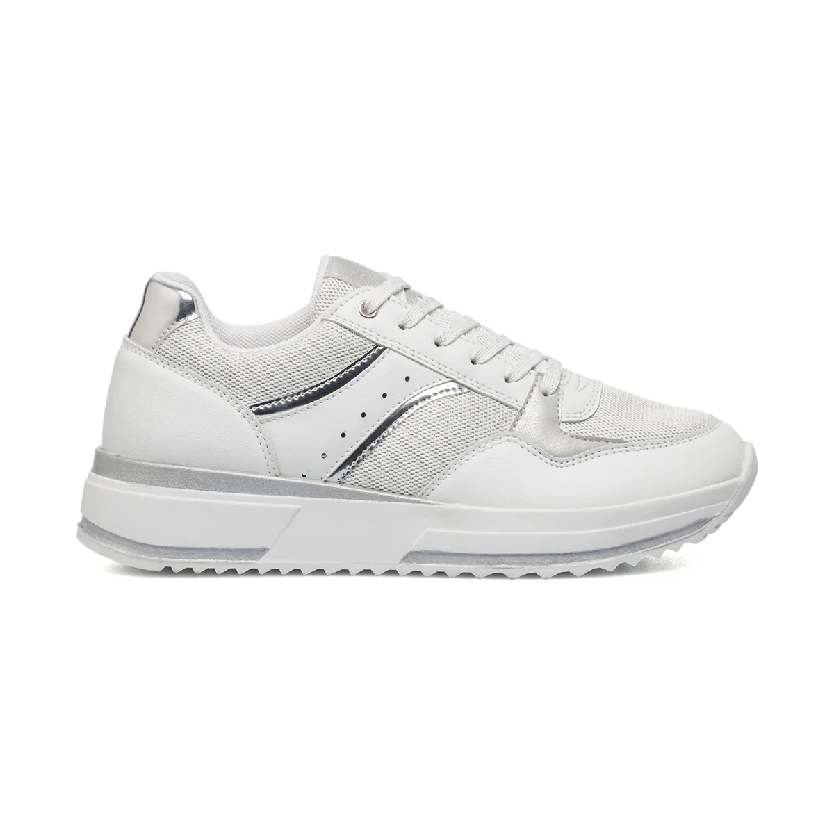 Sneakers bianche da donna con dettagli argento Lora Ferres