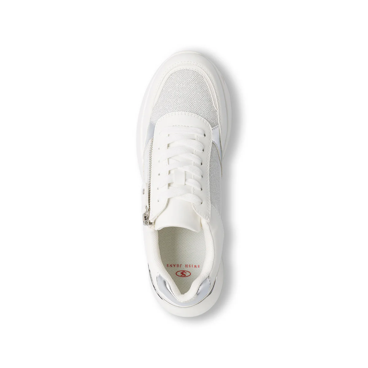 Sneakers bianche da donna con dettagli argento Swish Jeans - Image 4
