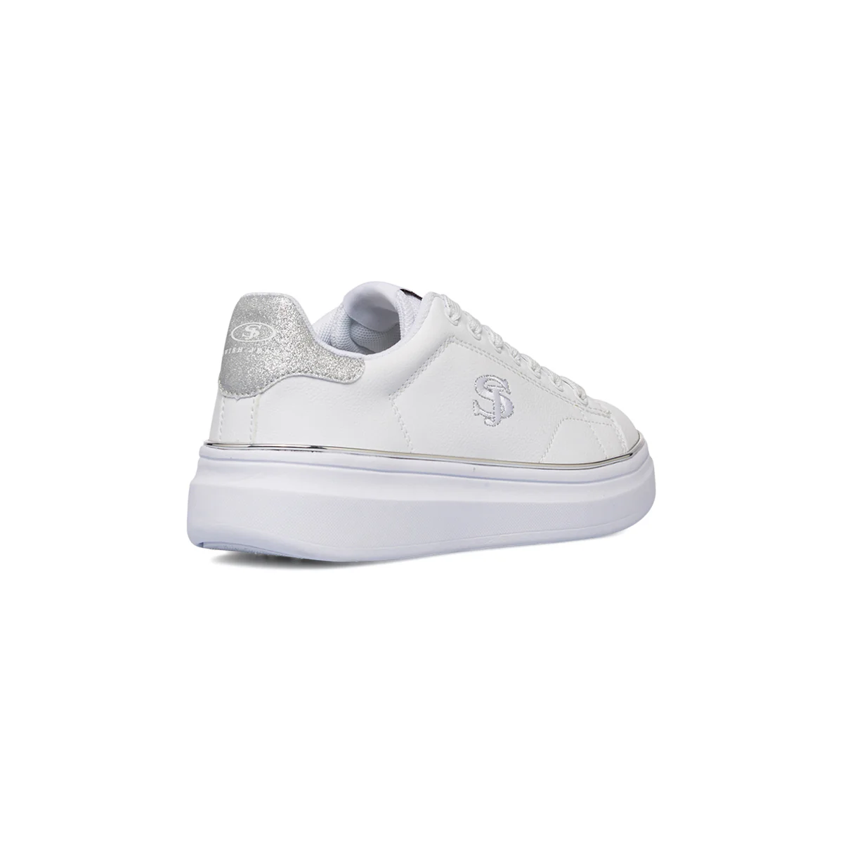Sneakers bianche da donna con dettagli argento Swish Jeans - Image 3