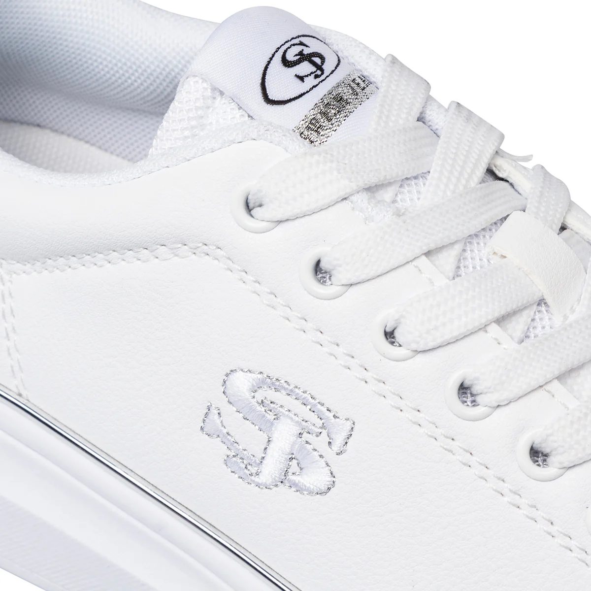 Sneakers bianche da donna con dettagli argento Swish Jeans - Image 4