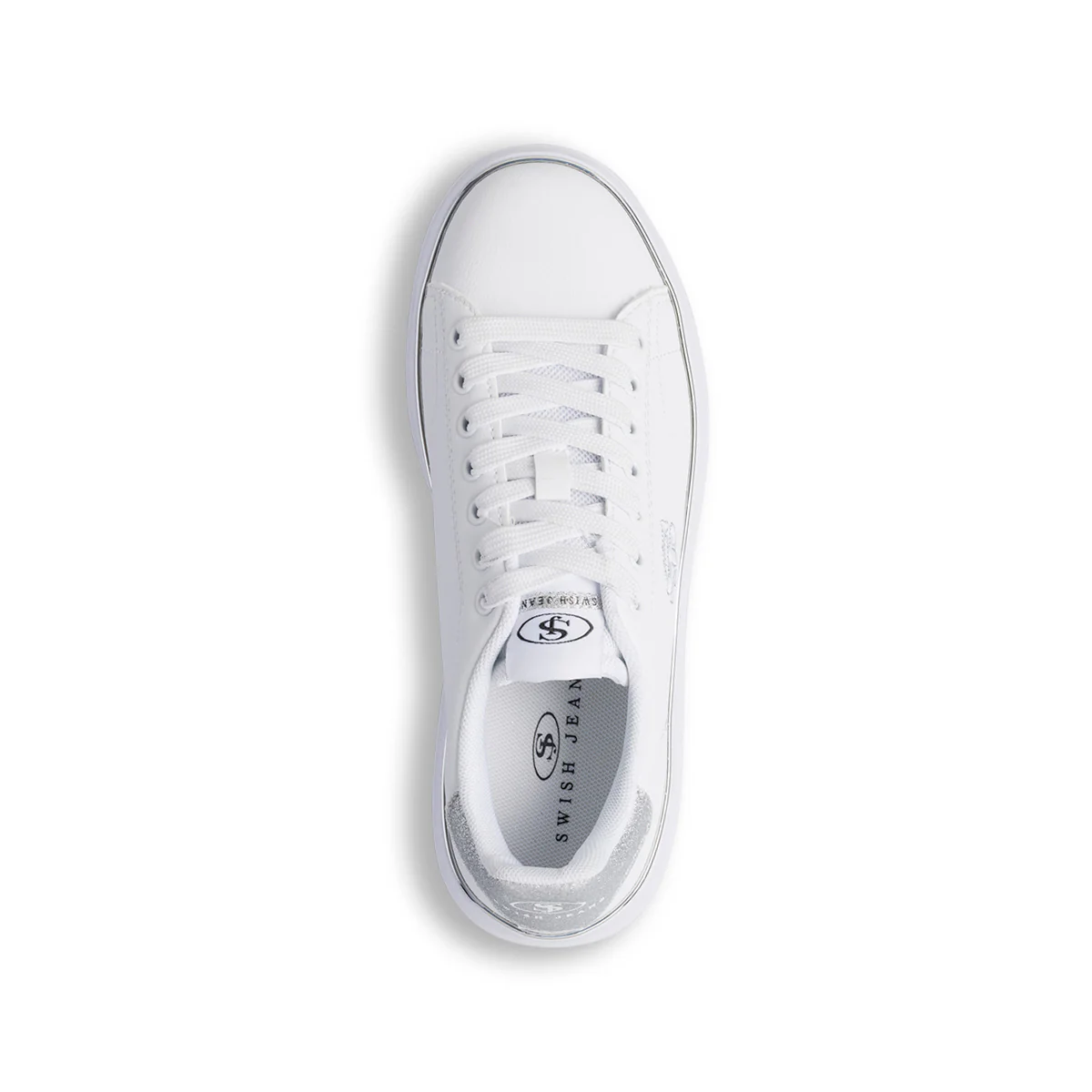 Sneakers bianche da donna con dettagli argento Swish Jeans - Image 5