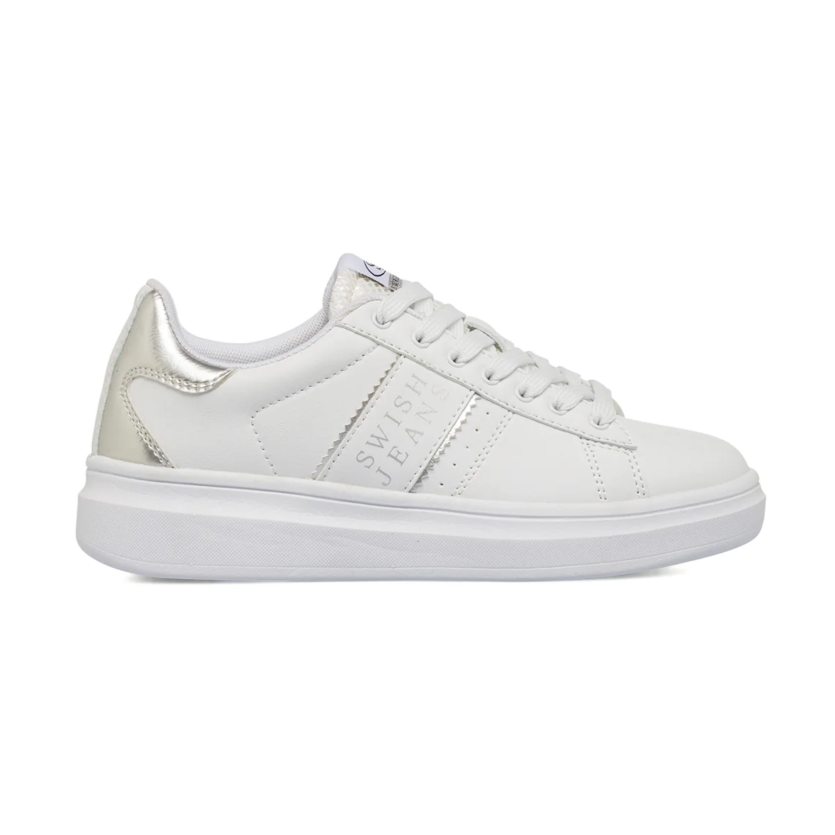 Sneakers bianche da Donna con dettagli argento Swish Jeans